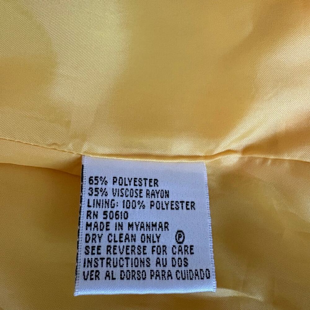 Vintage Le Suit Sunshine Lemon Yellow Fitted Blazer Y2K Mod Short Sleeve Size 6 - Picture 13 of 14